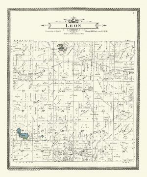Plat Map Leon PMWCL Framed Map from Interior Elements, Eagle WI