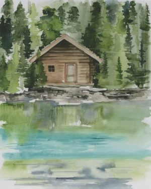 Up North Watercolor-cabin