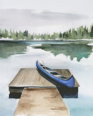 Up North Watercolor-canoe