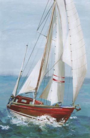 Turbulent Red Sailboat