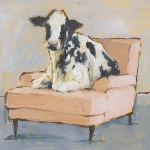 Cow on Peach Chair