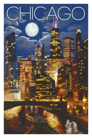 Chicago Nighttime Poster