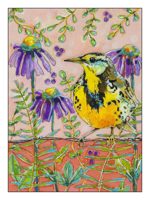 Birds on Flowers Purple